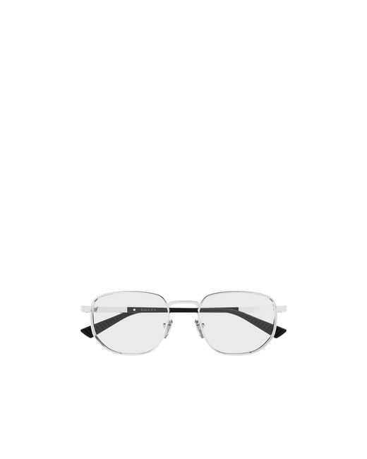 Gucci White Eyewear Panthos Frame Glasses for men