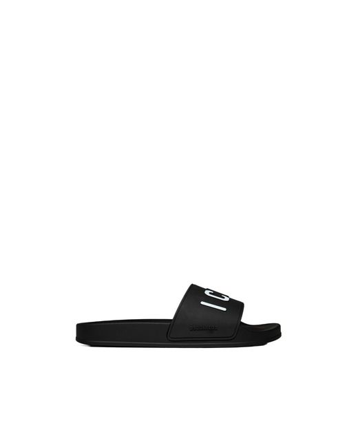 DSquared² White Printed Flat Slippers