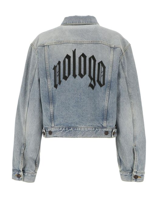 Balenciaga Blue Nologo Printed Denim Jackets