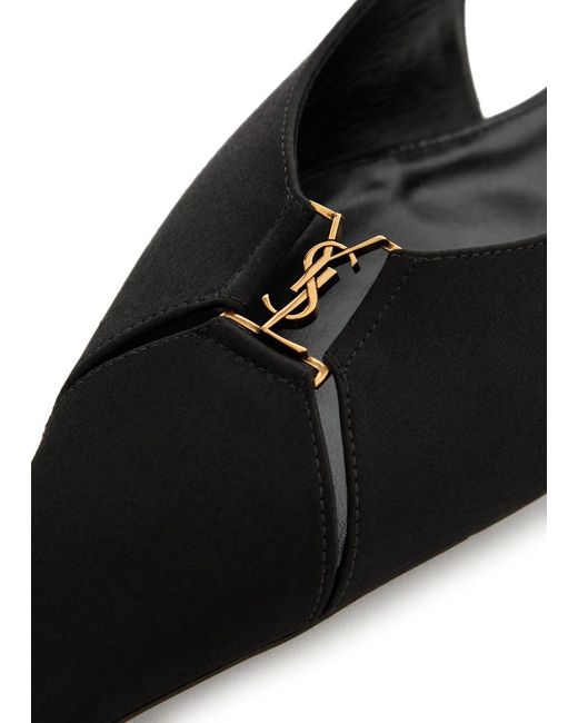 Saint Laurent Black Satin Flat Shoes