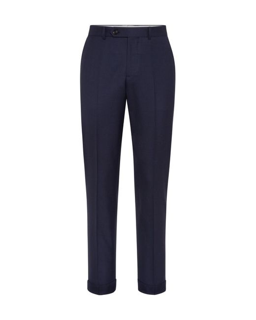 Brunello Cucinelli Blue Tapered-Leg Wool Trousers for men