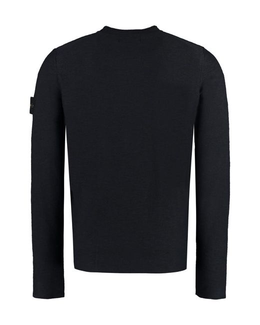 Stone Island Blue Compass Patch Knitted Jumper for men