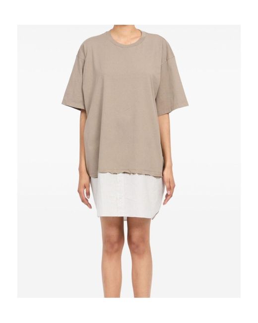 MM6 by Maison Margiela White Crewneck Panelled Dress