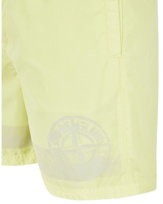 Stone Island Yellow Elastic Waist Shorts for men
