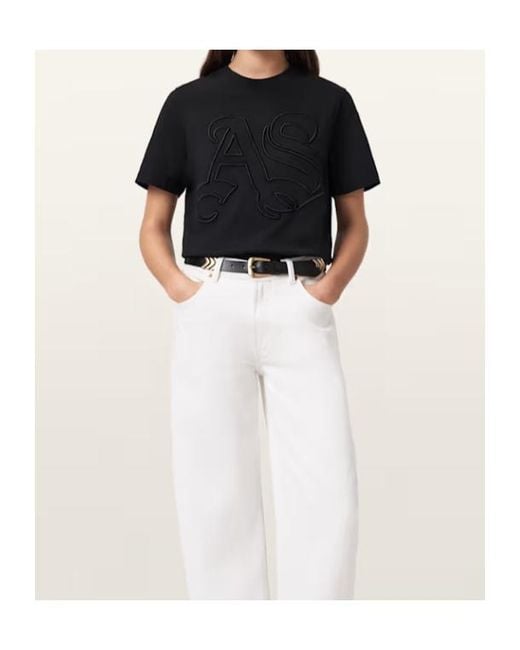 AllSaints Black Lisa Embossed Crew Neck T-Shirt