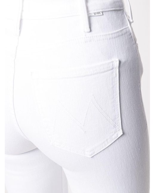 Mother White The Hustler Ankle Fray Jeans