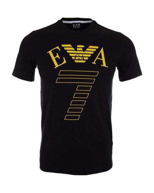 EA7 Black Logo Printed T-Shirt for men