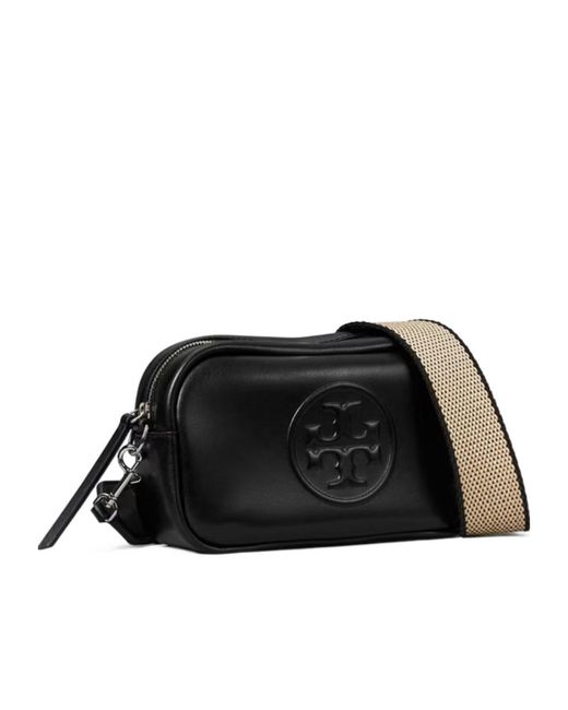 Tory Burch Black Mini Miller Logo-Embossed Crossbody Bag