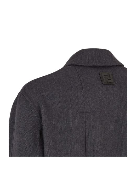 Fendi Blue Single Breasted Tailored Coat for men