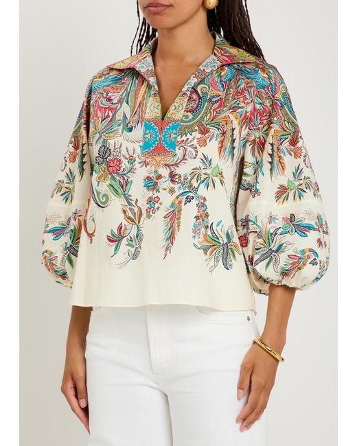Etro Multicolor Open-Collar Printed Top