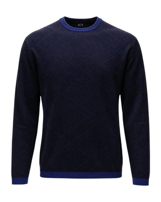 ARMANI EXCHANGE Blue Crew-Neck Knit Top for men