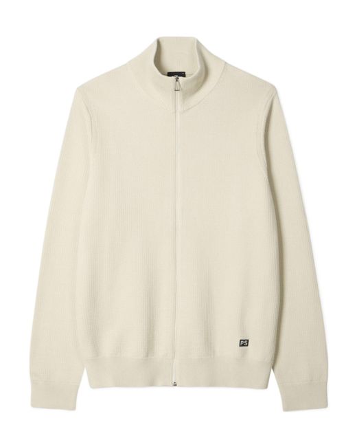 Paul Smith White Zip-Up Knitted Cardigan for men