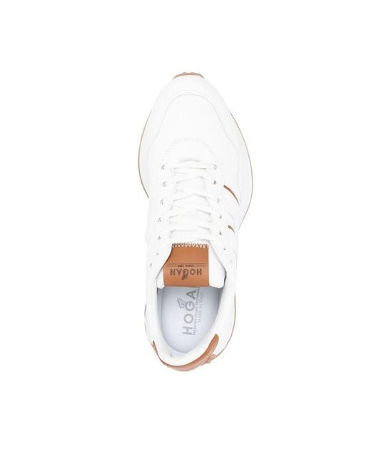 Hogan White Logo-Patch Low-Top Sneakers