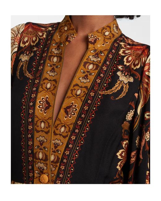 Farm Rio Brown V-Neck Long-Sleeved Dress