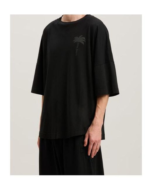 Palm Angels Black Logo Detailed Crew Neck T-Shirt for men