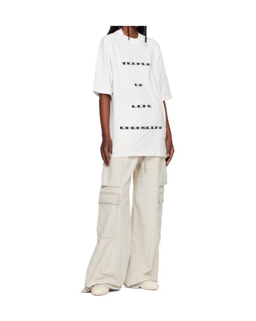 Rick Owens White Temple Jumbo Short-Sleeve T-Shirt