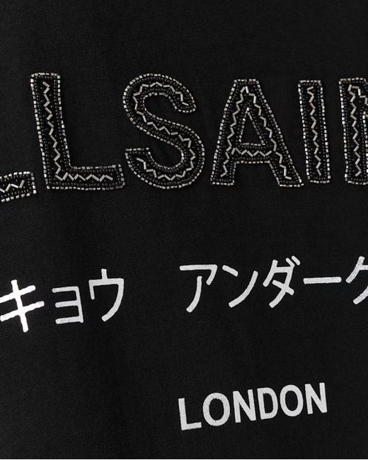 AllSaints Black Organic Cotton Under Amelie T-Shirt