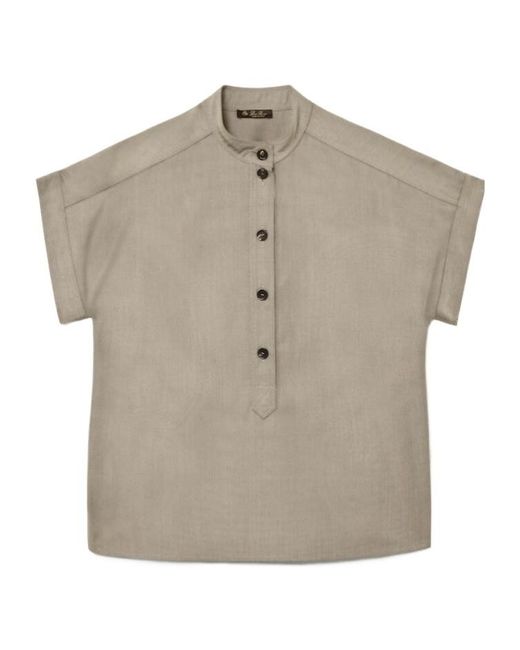 Loro Piana Gray Short-Sleeved Buttoned Top