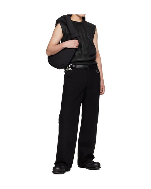HELIOT EMIL Black Basalt Belt Loop Jeans for men
