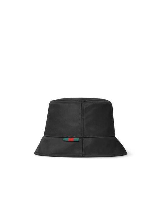 Gucci Black Logo Embroidered Bucket Hat for men