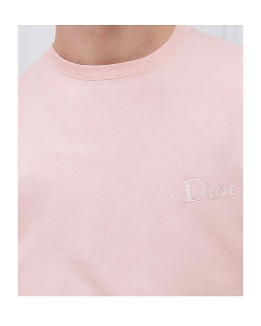 Dior Pink T-Shirt With Embroidery, Relaxed Fit for men