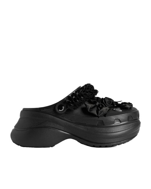Balenciaga Black Crocs Embellished Platform Clogs
