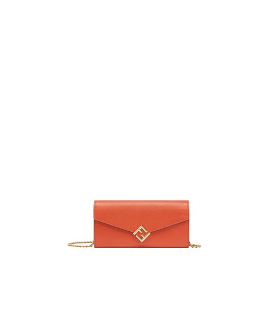 Fendi White Ff Diamonds Chain-Linked Continental Wallet