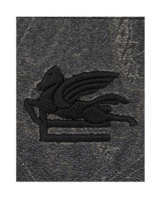 Etro Black Paisley Logo Embossed Wallet for men