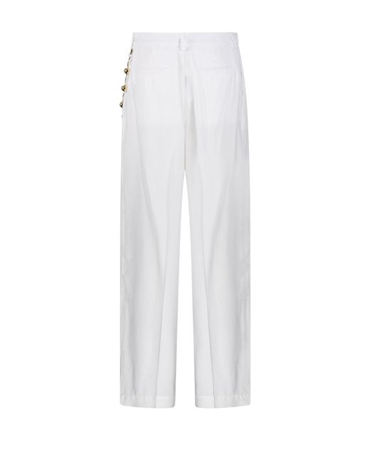 DARKPARK White Beaded Trim Wide-Leg Pants