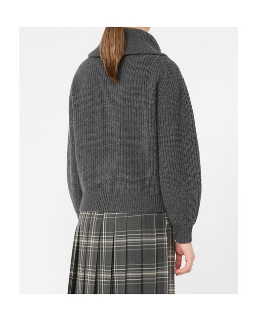 Weekend by Maxmara Gray Wool Zipper Turtleneck Sweater