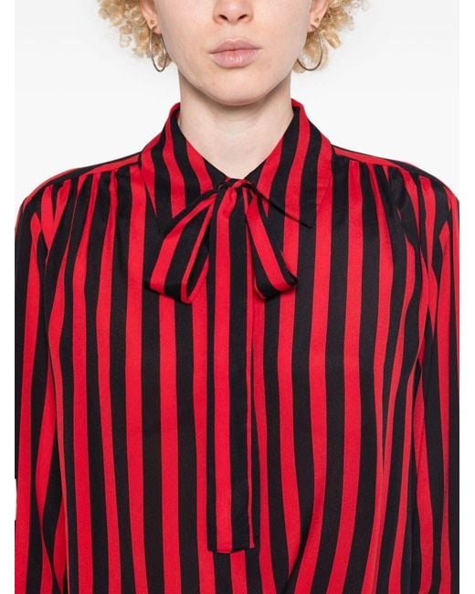 MSGM Red Striped Crepe Texture Shirt