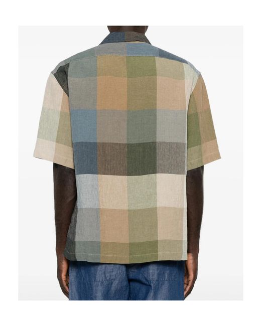Barena Green Galia Check-Pattern Short-Sleeve Shirt for men