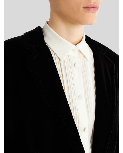 Etro Black Single-Breasted Velvet Blazer