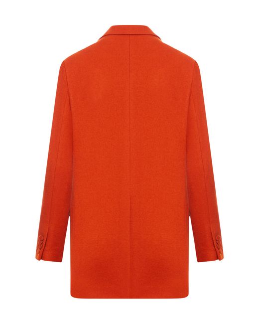 Dries Van Noten Orange V-Neck Single Breasted Jacket