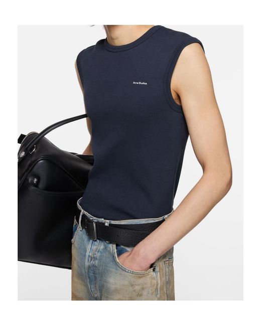 Acne Blue Logo Muscle T-Shirt for men