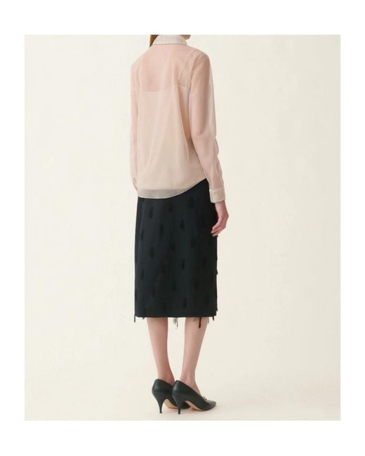 Fabiana Filippi Natural Sheer Lace-Collar Blouse