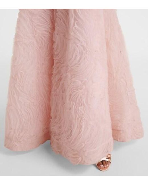 Rebecca Vallance Pink Strapless Tulle Gown