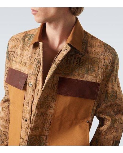 Junya Watanabe Brown Leather-Trimmed Jacquard Jacket for men