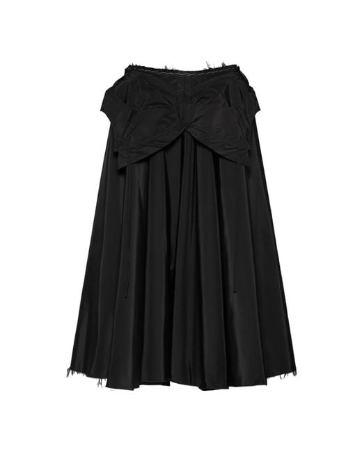 Maison Margiela Black High Waist Pleated A-Line Skirt