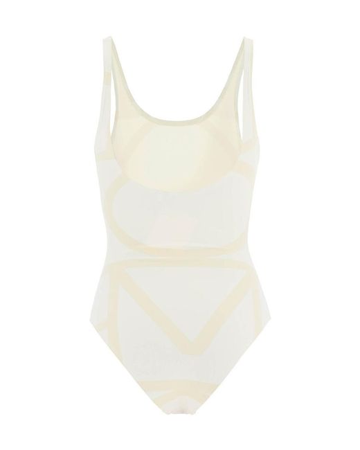 Totême White Totême Sleeveless Crewneck Swimsuit