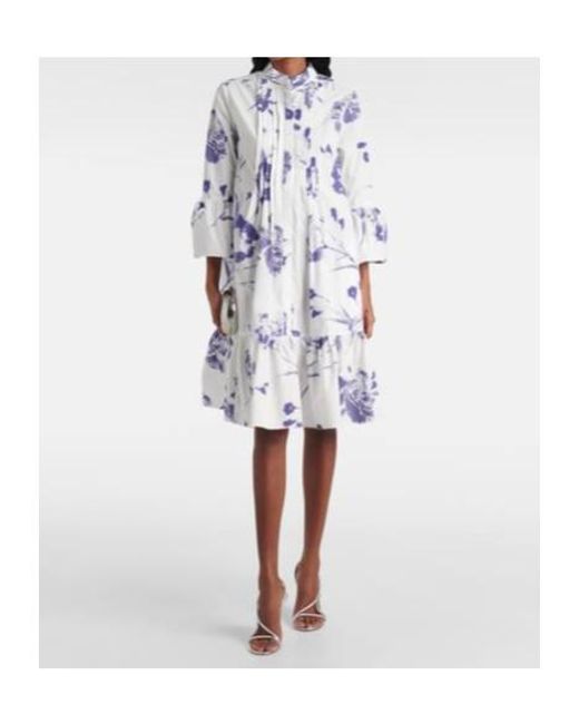 Erdem Blue Floral Cotton Minidress