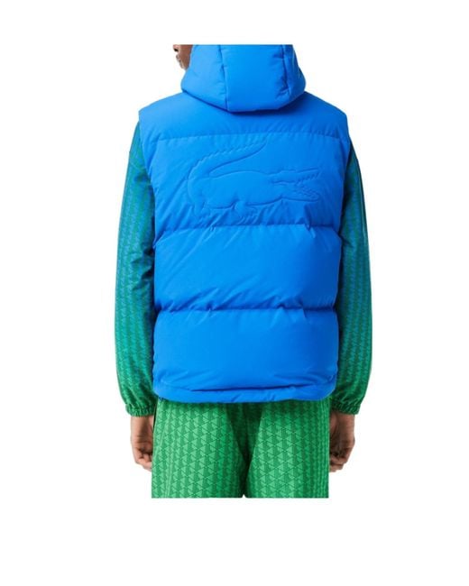Lacoste Blue Quilted Hooded Vest for men