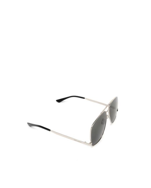 Saint Laurent Gray Eyewear Leon Aviator Frame Sunglasses