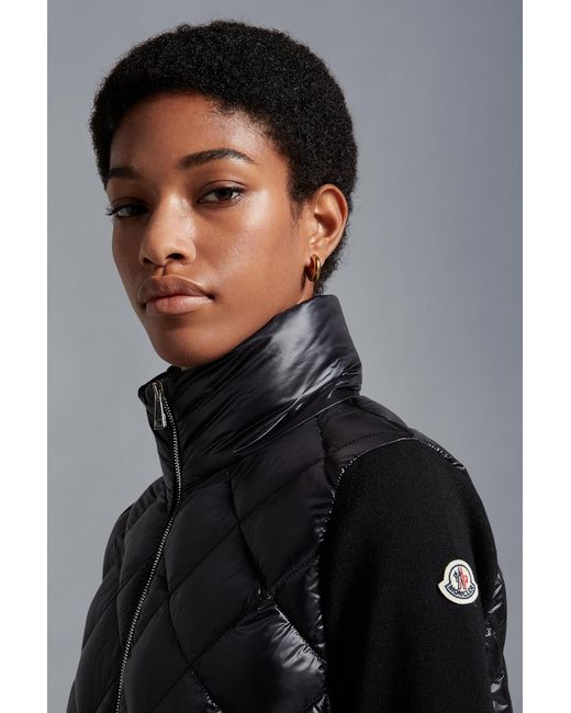 Moncler Black Padded Wool Cardigan