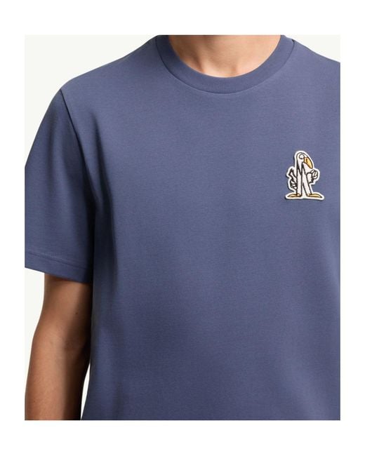 Moncler Blue Logo Cotton T-Shirt for men