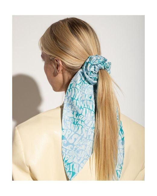 Lanvin Blue Logo-Pattern Scrunchie