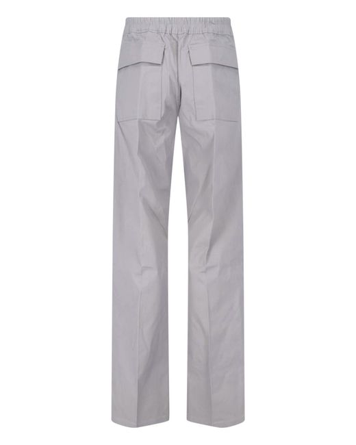 Rick Owens Gray Drawstring-Waist Pressed-Crease Trousers for men