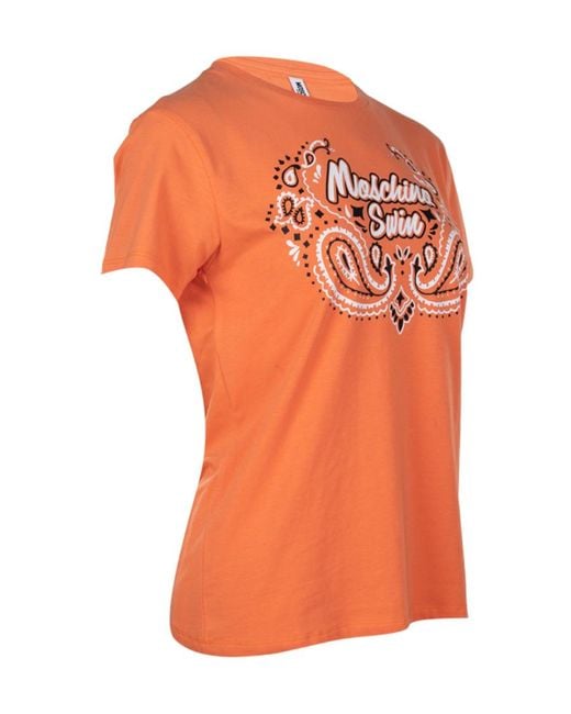 Moschino Orange Logo Short-Sleeved T-Shirt