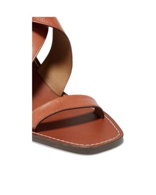 Chloé Brown Solid Square-Toe Block Heel Sandals