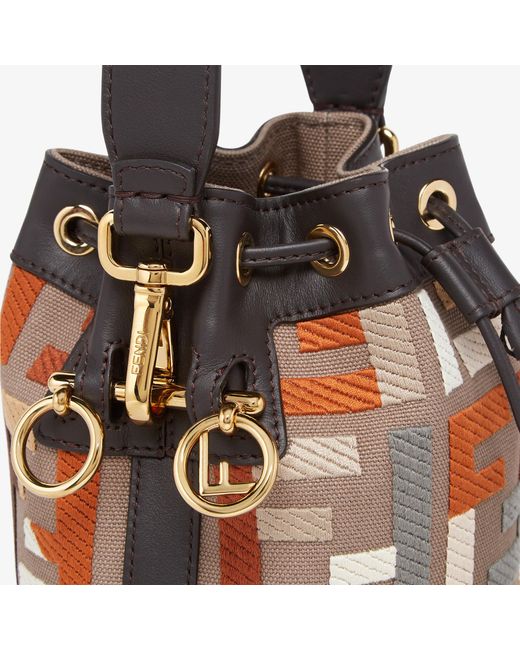 Fendi White Multicolour Canvas Mini-Bag With Ff Embroidery